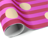 Stripes Line Fuchsia Rosa Red Ruby Polka Dots Gold Geschenkpapier (Rolleneckpunkt)