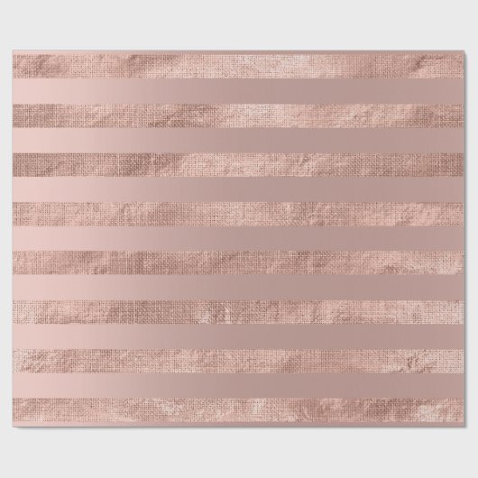 Stripes Lines Rose Gold Blush Minimal Metallwäsche Geschenkpapier (Flach)
