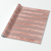 Stripes Lines Rose Gold Blush Minimal Metallwäsche Geschenkpapier (Ungerollt)