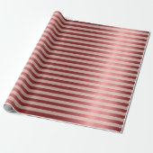 Stripes Lines Rose Gold Burgund Maroon Metal Geschenkpapier (Ungerollt)