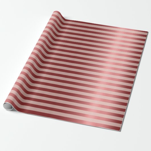 Stripes Lines Rose Gold Burgund Maroon Metal Geschenkpapier (Ungerollt)