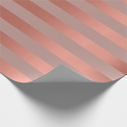 Stripes Lines Rose Goldener Rock Minimal Metallic  Geschenkpapier (Ecke)