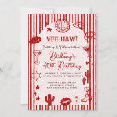 Stripes Martini Disco Ball Any Age Birthday Einladung (Vorderseite)