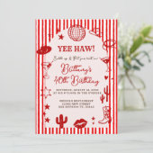 Stripes Martini Disco Ball Any Age Birthday Einladung (Stehend Vorderseite)