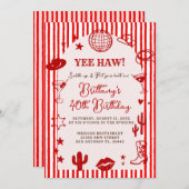 Stripes Martini Disco Ball Any Age Birthday Einladung (Vorne/Hinten)