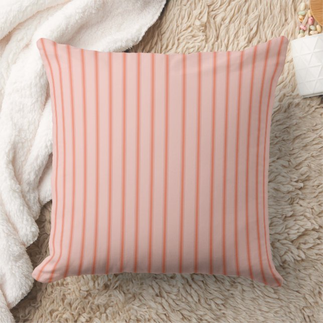 Stripes Modern Coral Peach Minimalist Elegance Kissen (Decke)