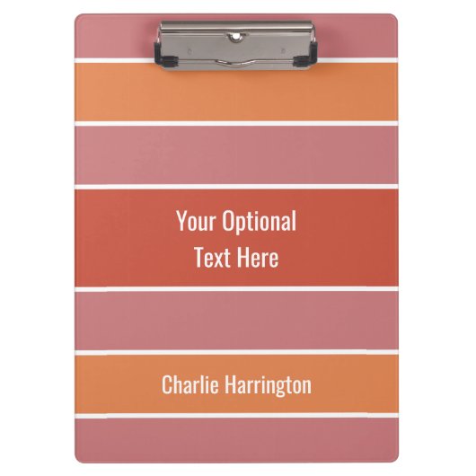 Stripes-Muster-individuelle Name-Zwischenablage Klemmbrett (Vorderseite)