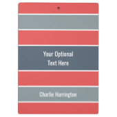 Stripes-Muster-individuelle Name-Zwischenablage Klemmbrett (Rückseite)