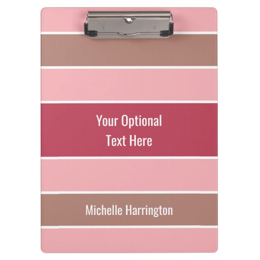 Stripes-Muster-individuelle Name-Zwischenablage Klemmbrett (Vorderseite)