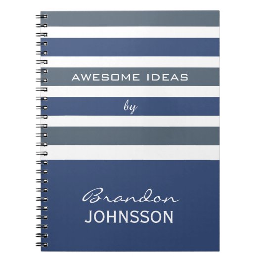 Stripes Muster kundenspezifisches Monogramm-Notebo Notizblock (Vorderseite)