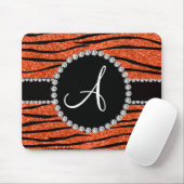 Stripes orange Neonzebra Glitter des Monogramms Mousepad (Mit Mouse)