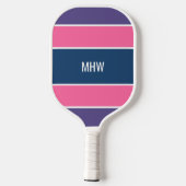 Stripes Pattern custom monogram Pickleball Schläger (Rückseite)