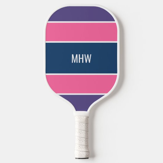 Stripes Pattern custom monogram Pickleball Schläger (Vorderseite)