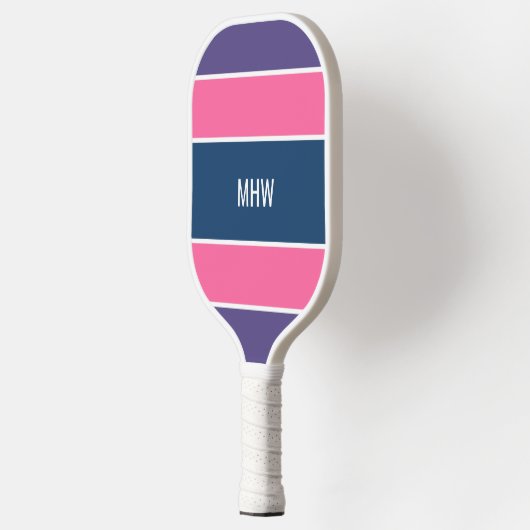 Stripes Pattern custom monogram Pickleball Schläger (Links)