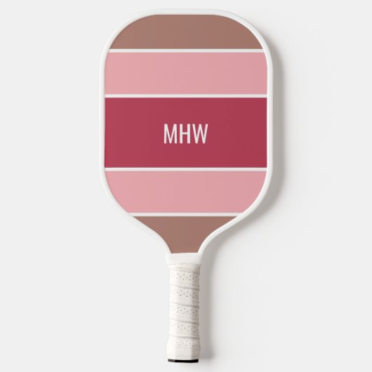 Stripes Pattern custom monogram Pickleball Schläger (Rückseite)