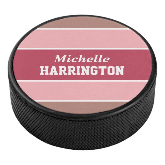 Stripes Pattern individuelle Name Hockey Puck (3/4)