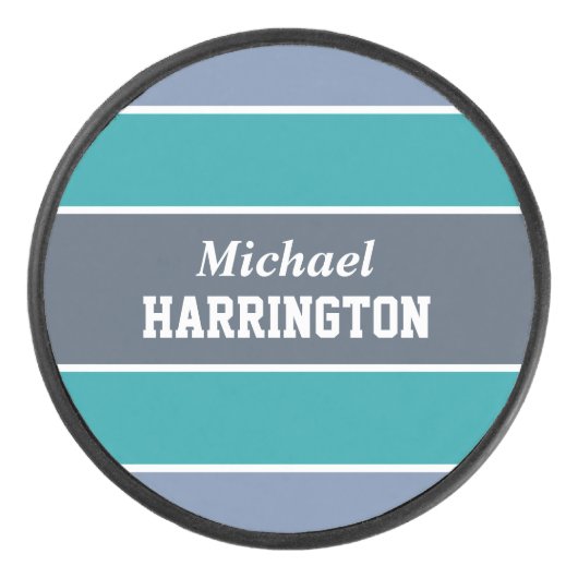 Stripes Pattern individuelle Name Hockey Puck (Vorderseite)
