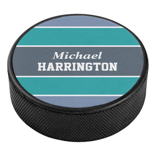 Stripes Pattern individuelle Name Hockey Puck (3/4)