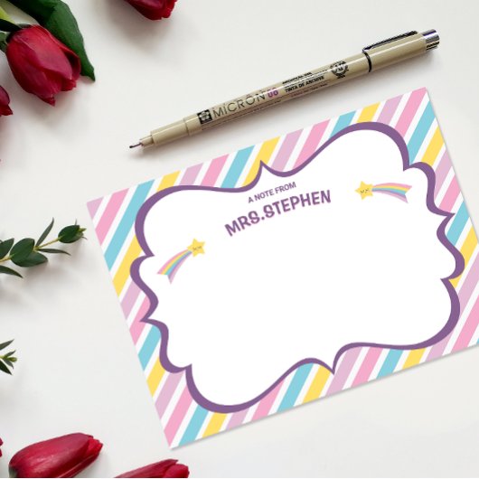 Stripes Personalisiert Teacher Stationierung Hinwe Dankeskarte