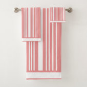 Stripes Pink Blush & White  Bath Towel Set (Insitu)