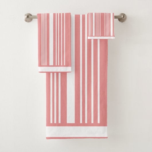 Stripes Pink Blush & White  Bath Towel Set (Insitu)