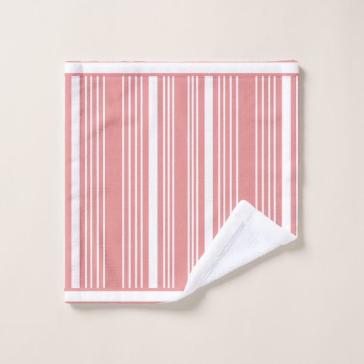 Stripes Pink Blush & White  Bath Towel Set (Waschlappen)