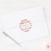 Stripes Pink Floral Gold Baby Dusche Fevor Tags Runder Aufkleber (Umschlag)