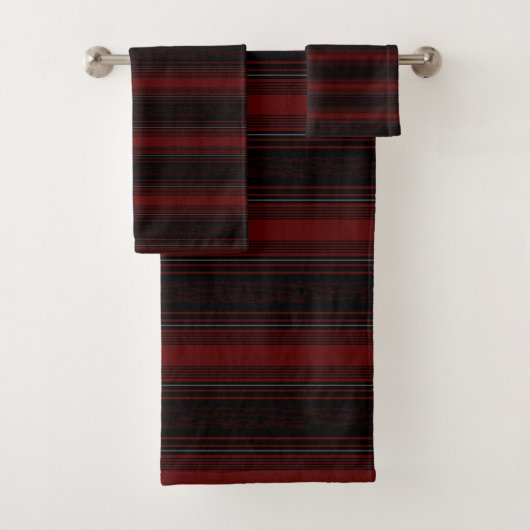 Stripes Red Black Badehandtuch Set (Insitu)