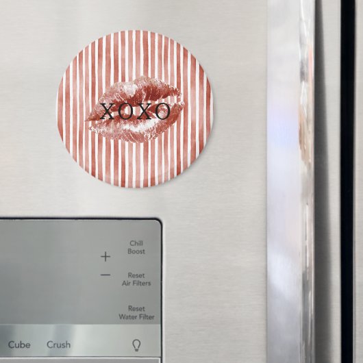 Stripes Red Lips Kiss XOXO Magnet (In Situ (Kühlschrank))