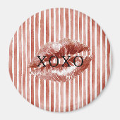 Stripes Red Lips Kiss XOXO Magnet (Vorne)