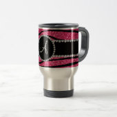 Stripes rosa Zebra Glitter des Monogramms Kreis Reisebecher (VorderseiteRechts)