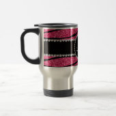 Stripes rosa Zebra Glitter des Monogramms Kreis Reisebecher (Links)