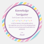 Stripes Teacher Mentor Wertschätzung Vielen Dank Runder Aufkleber (Vorderseite)