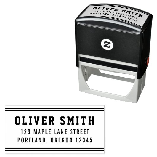 Stripes Varsity Sporty Style Name Rücksendeadresse Permastempel (Beispiel)