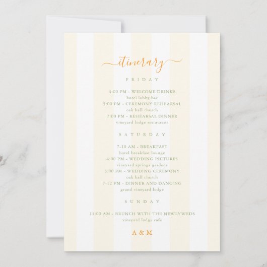 Stripes Wedding Welcome Letter Itinerary Card Einladung (Rückseite)