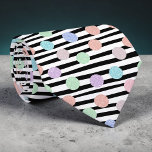 Stripes with Pastel Colorful Circles Necktie Krawatte<br><div class="desc">This unique necktie features a vibrant design of stripes interwoven with eye-catching colorful circles. It's a stylish accessory that adds a pop of personality to any outfit,  perfect for making a statement at any occasion.</div>