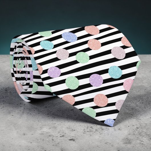 Stripes with Pastel Colorful Circles Necktie Krawatte