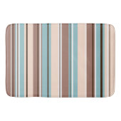 Stripey Design Vertikal Browns Blue Creme & White Badematte (Vorderseite)