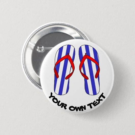 Stripey Flip Flops Strandsandles benutzerdefiniert Button (Vorne & Hinten)