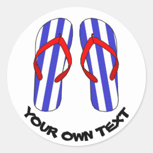 Stripey Flip Flops Strandsandles benutzerdefiniert Runder Aufkleber