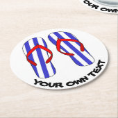Stripey Flip Flops Strandsandles benutzerdefiniert Runder Pappuntersetzer (Angewinkelt)
