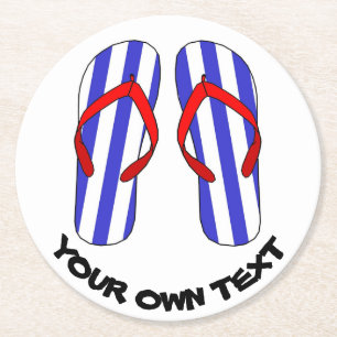Stripey Flip Flops Strandsandles benutzerdefiniert Runder Pappuntersetzer
