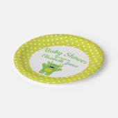 Stripey Green Little Monster Babydusche Pappteller (Schrägansicht)