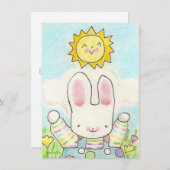 Stripey-Junge-Bunny-Geburtstagseinladung Einladung (Vorne/Hinten)