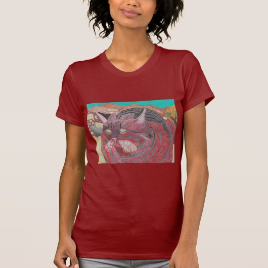 Stripey Katze an Joshua-Baum T-Shirt (Vorderseite)