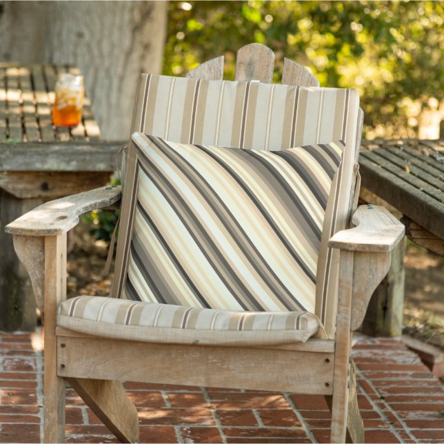 Stripey Sepia Outdoor Pillow Kissen (Stuhl )