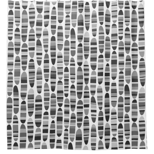 Stripey Strokes 120123 - Schwarz und Weiß Duschvorhang (Vorderseite)