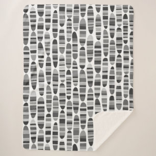 Stripey Strokes 120123 - Schwarz und Weiß Sherpadecke