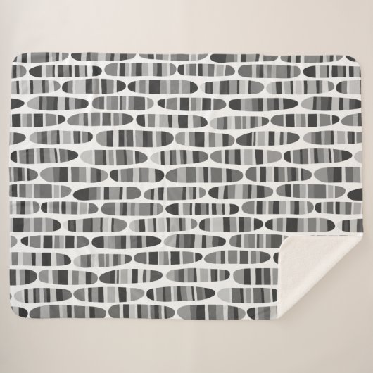 Stripey Strokes 120123 - Schwarz und Weiß Sherpadecke (Vorderseite (Horizontal))