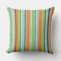 Stripey Vertical Design Green Blues Orange & White